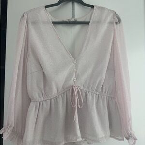Abercrombie Light Pink V-Neck Blouse